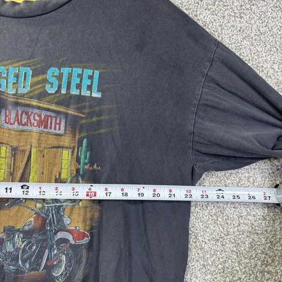 Vintage Harley-Davidson Shirt Mens XL Black Forged Steel Blacksmith Graphic 90s